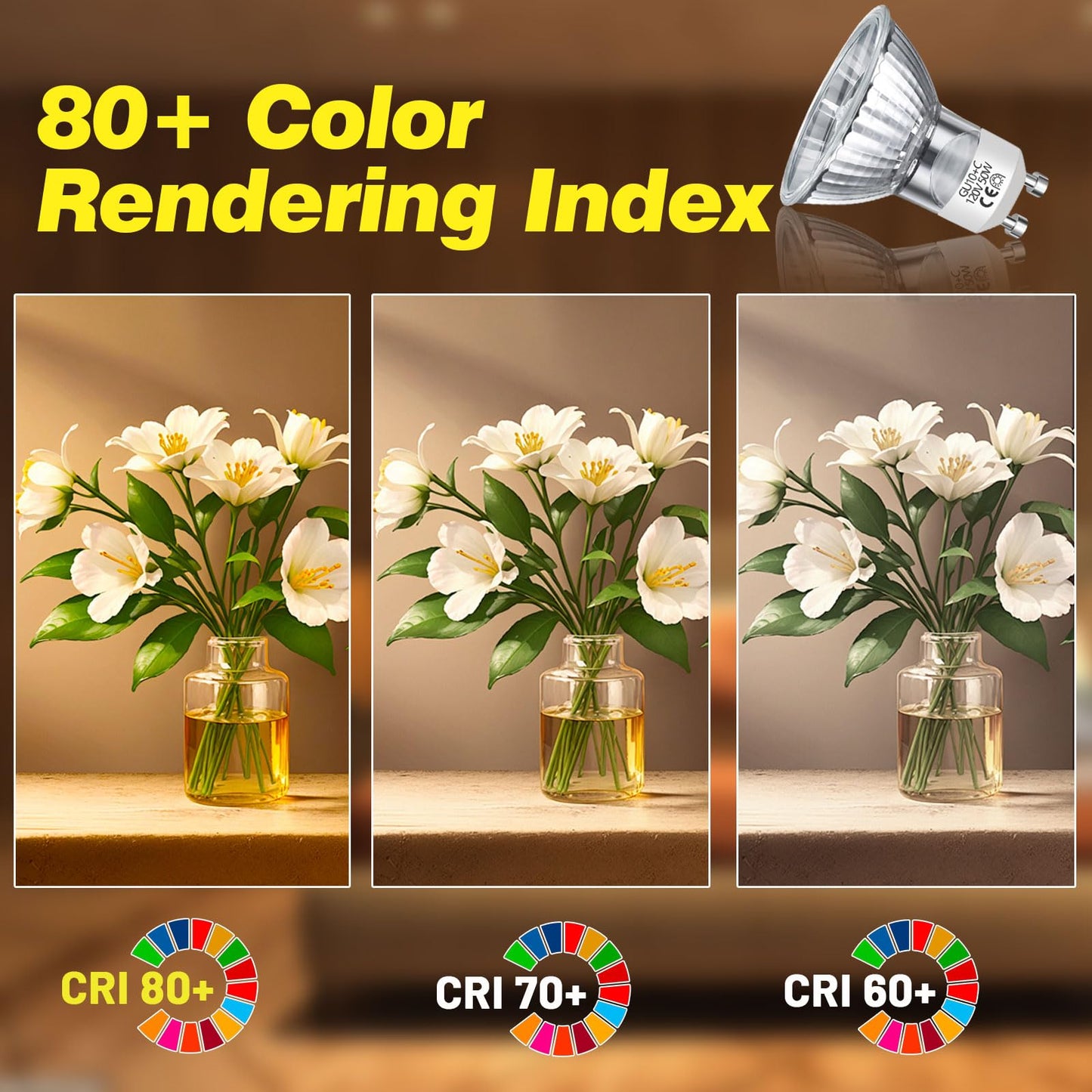 GU10 Halogen Bulb, 120V 50W Halogen Light Bulbs for Candle Warmer Lamp, Dimmable, 2700K Warm White, MR16 with Glass Cover for Track Lighting, Range Hood Lighting, 6 Pack