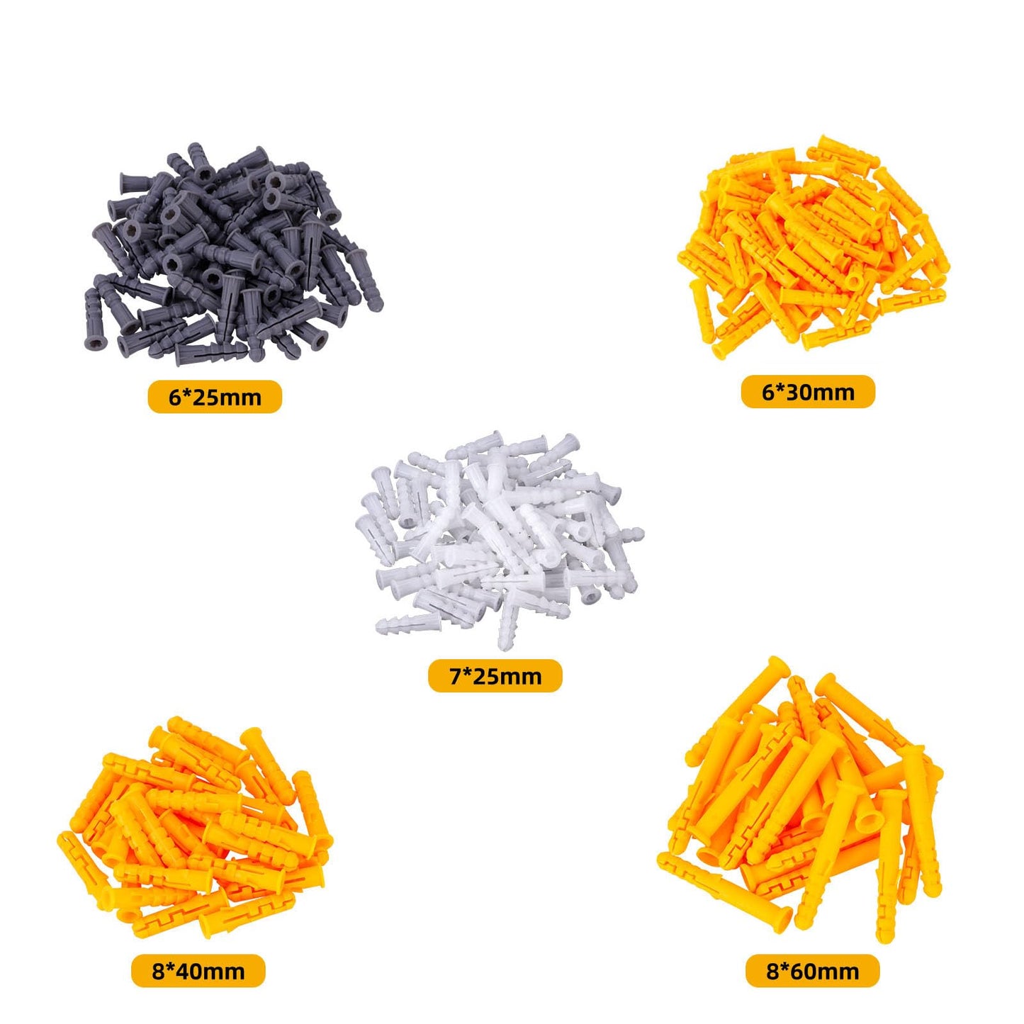 200 Pcs Premium Quality Plastic Drywall Wall Anchors (Screws No Included),Bulk Pack #6x1