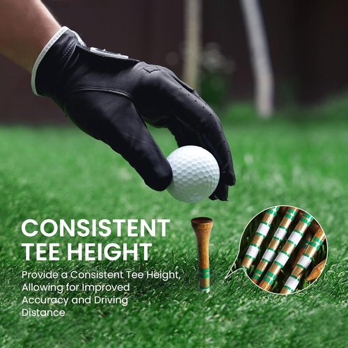 FINGER TEN Golf Tees - Wooden Golf Tees for Men | 100 Pack, 1.5" to 3.25" Sizes, Durable & Stable