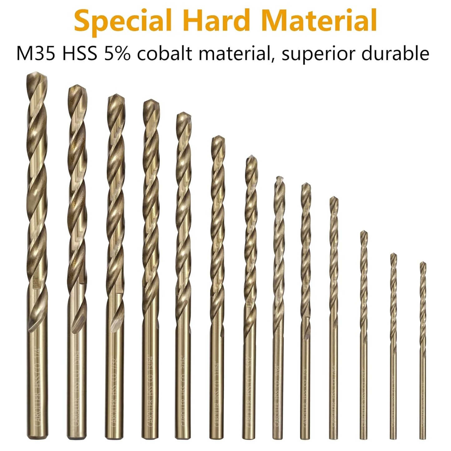 29-Piece High Speed Steel Drill Bit Set with Metal Indexed Case - 135° Tip for Wood, Plastic & Stainless Steel