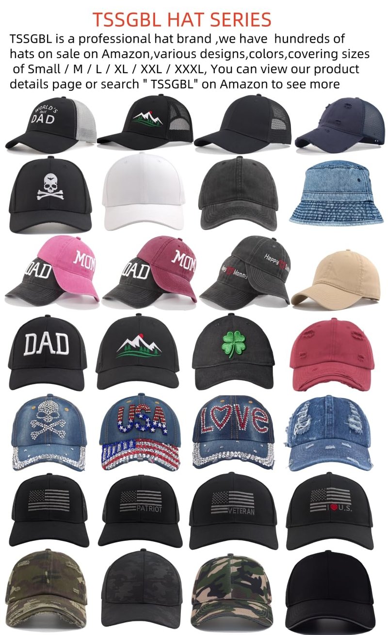 TSSGBL XL XXL Oversized Snapback Trucker Hat Baseball Caps for Big Head Men Large Deep Blank Mesh Work Ball Caps Cotton Black