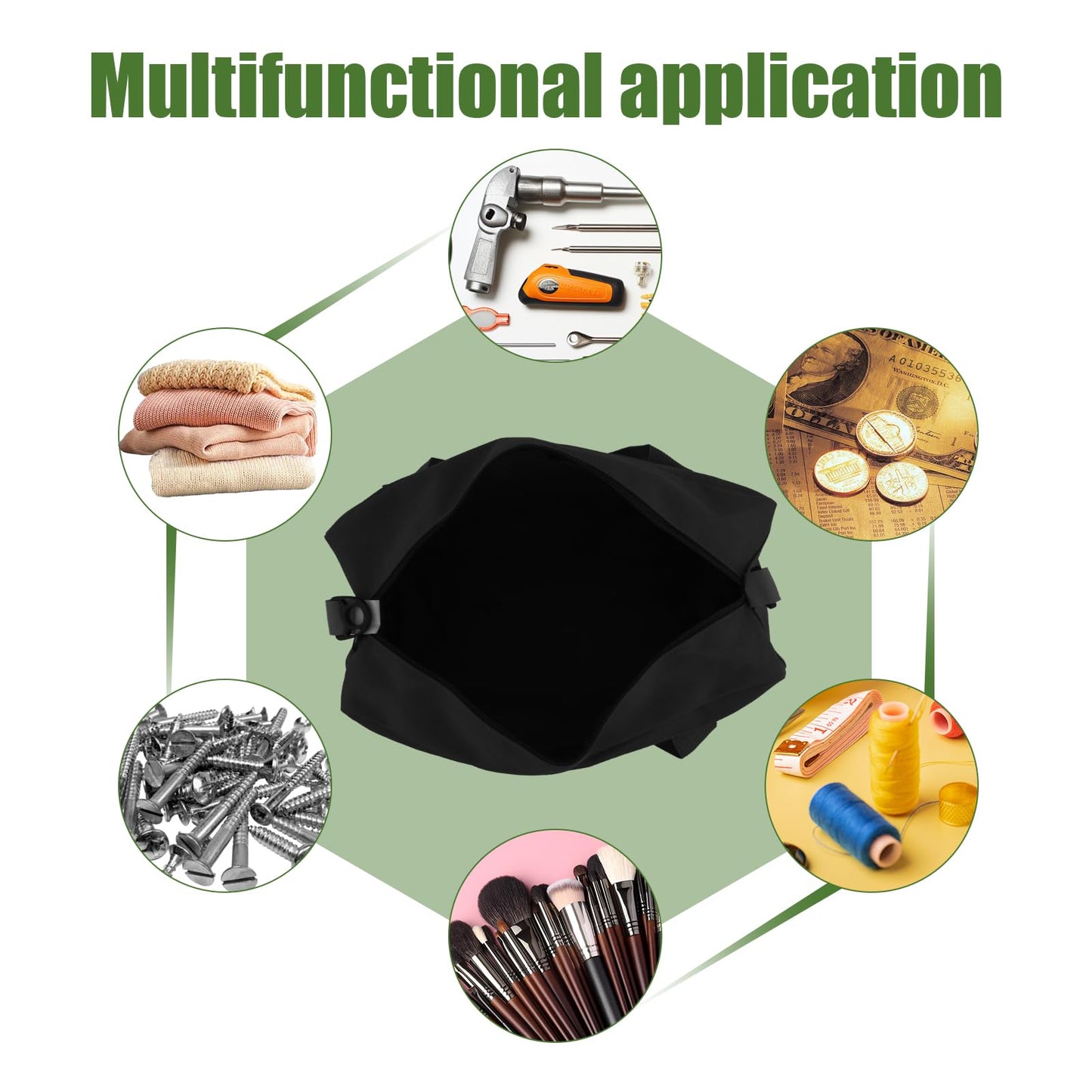 Small Tool Bag,Close Top Wide Mouth Tool Organizer Bag,Large Capacity Tool Bags for Men,Canvas Tool Storage Bag for Storage Handbag for Screwdrivers,Wrench,Pliers Hand Tools (black, 14 Inch)