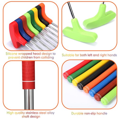 Hiboom 8 Pack Golf Putter Bulk Putter for Left and Right Handed Golfers with 8 Practice Golf Balls(25 Inch,Multi Color)
