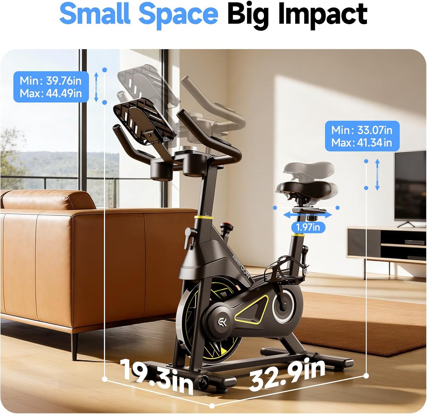 YPOO Exercise Bike - Adjustable Magnetic Resistance Indoor Bike with App, 330lbs Capacity & Comfortable Seat
