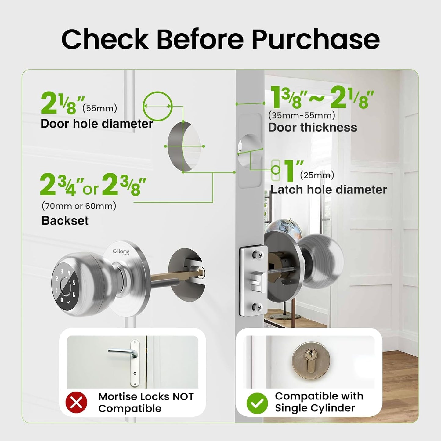 Smart Fingerprint Door Lock with App Control - 3-in-1 Biometric Knob for Home & Office