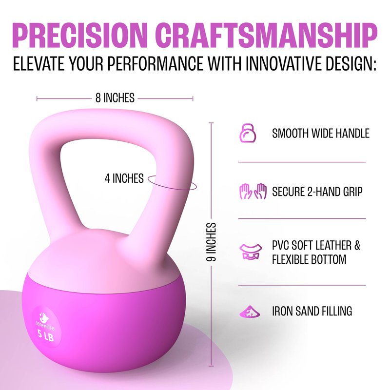 Soft Kettlebells, Serenilite Kettlebell Sets, Kettle Bell Sets for Women & Men, Safe Strength Training Kettlebells, 5 lb Kettlebell Weights for Home Workouts & More.