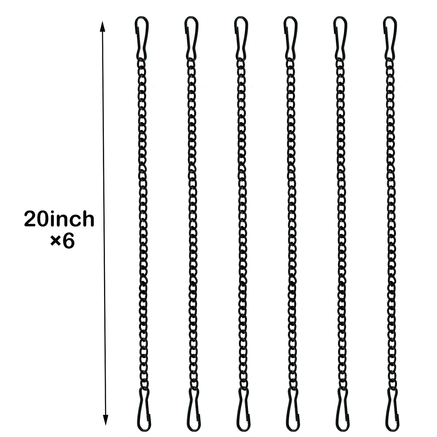 6 Pcs 20 Inch Stained Glass Window Hanging Chain - Black Window Art Decor, Patio Garden Outdoor Decorative Glass Panels