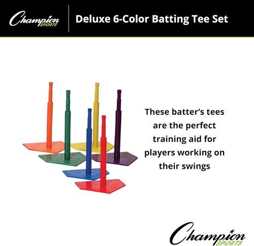 Champion Sports Deluxe Batting Tee - Adjustable Rubber Baseball & Softball Tee for Home Use, Multiple Styles Available