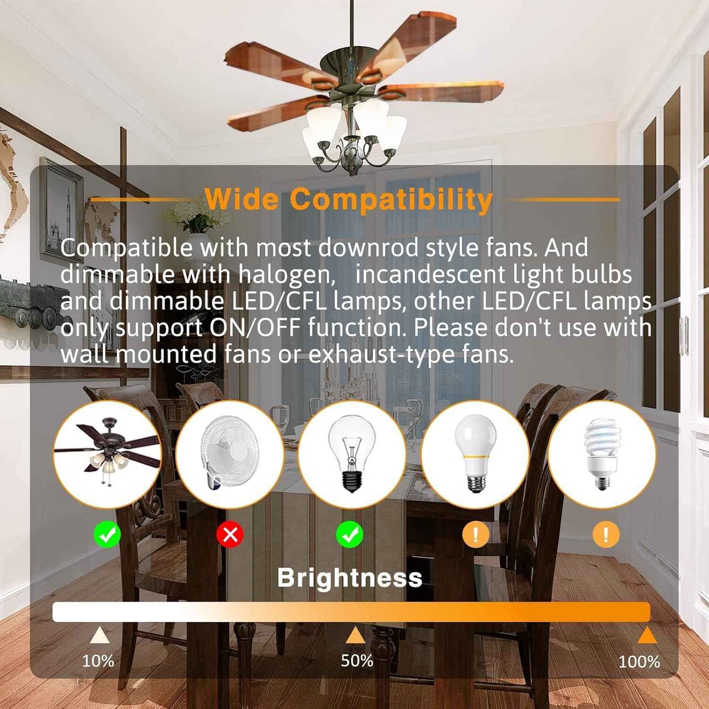 Universal Ceiling Fan Remote Control Kits with Light Dimmer 3 Speed FAN28R Receiver Lamp Dim Remote Replacement for Harbor Breeze Hampton Bay Hunter,Replace FAN-53T 2AAZPFAN53T 11T KUJCE9103 UC7030T