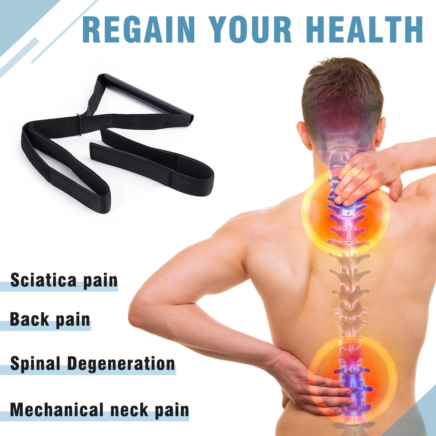 WIDREST Neck Stretcher Strap, Spine Chiropractic Decompression Tool with Chin Belt, Cervical Neck Traction.