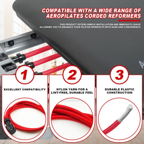 VCTGAM® Double Power Resistance Cord Compatible with AeroPilates Reformers – Dual Resistance Replacement Cords, Fits Most Corded Pilates Machines