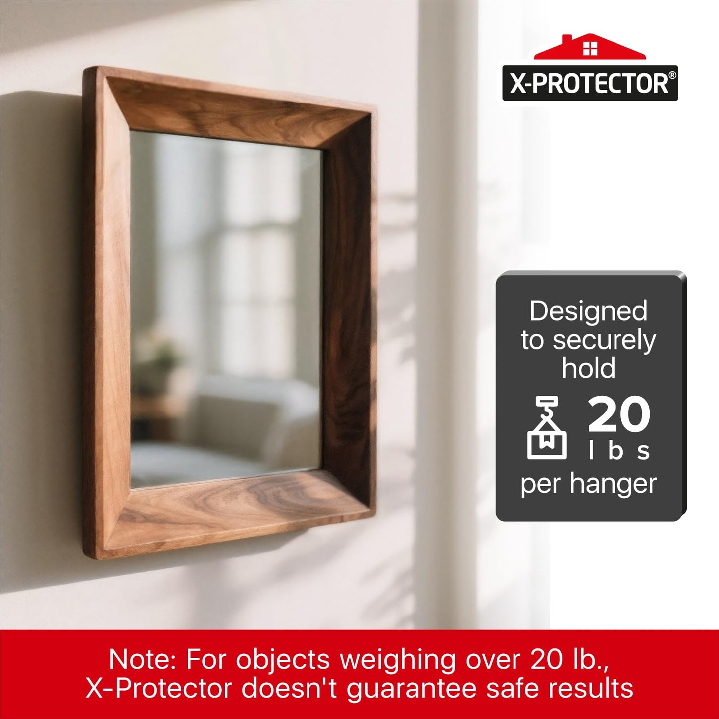 X-Protector 20 lb. Drywall Picture Hangers - 20 PCS of Heavy Picture Hanging Hardware - Compact Wall Hanging Kit - Metal Frame Hangers - Ideal Hooks for Heavy Objects Including Mirrors on The Wall!