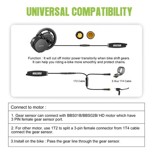 Gear Shift Sensor for BAFANG Mid Drive Kit,Mental Gear Sensor Cable for Electric Bike and BBS02B/HD Mid Drive Ebike Conversion Kit, 16.9" (42CM) Ebike Sensors with 3 Pin Male Connector