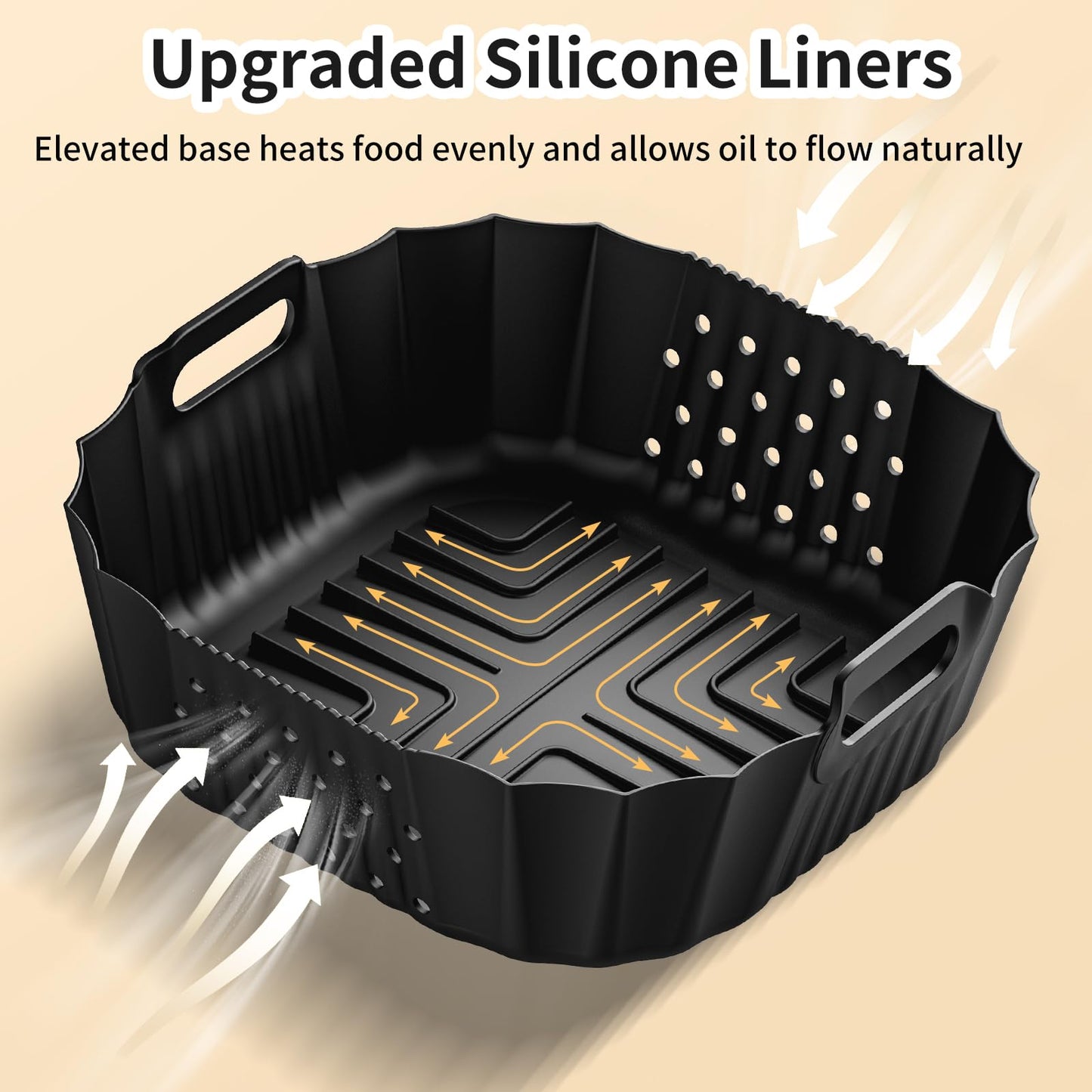 HOMELYLIFE Air Fryer Silicone Liners for Ninja Crispi FN101GY/FN101SG/FN101ST, Big Liner for 4 QT Glass Container & Small Liner for 6 Cups Glass Container, 2 Pcs Reusable Non-Stick Basket Accessories