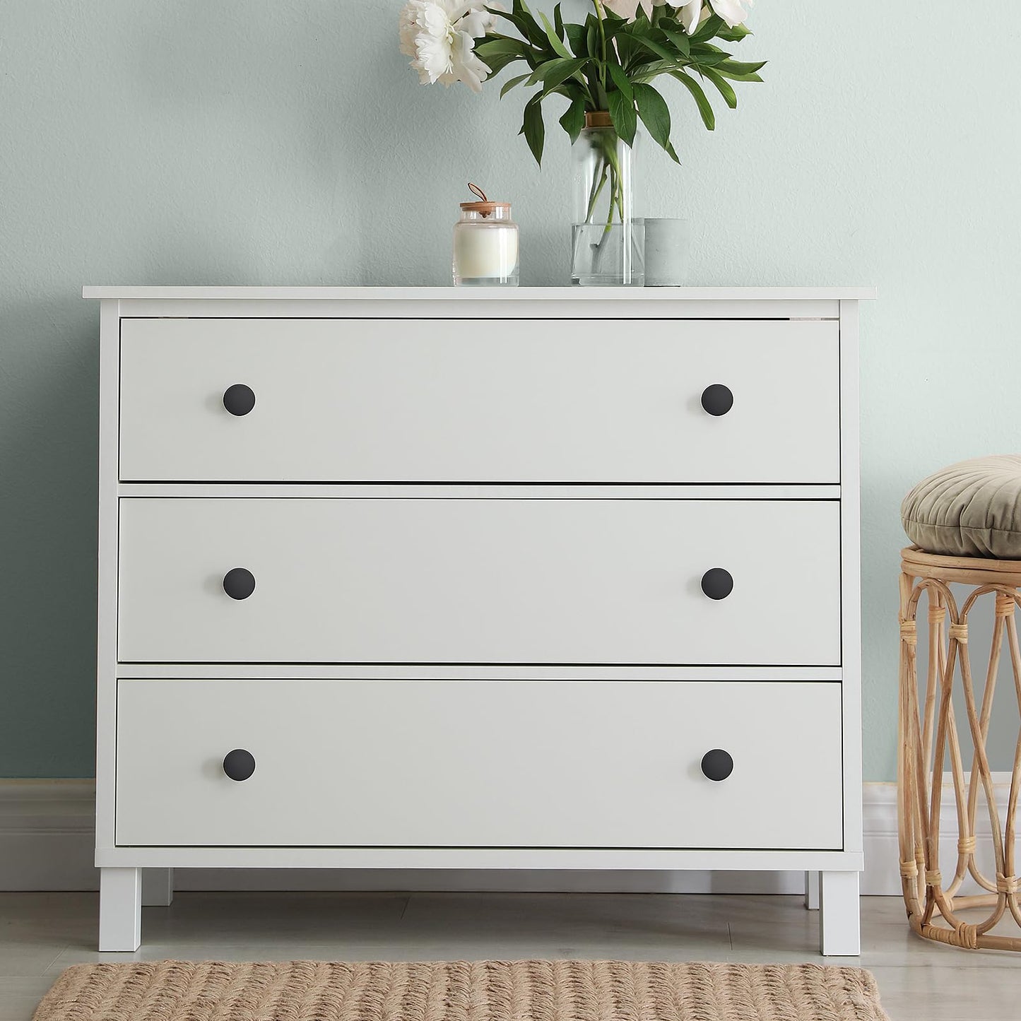 Ravinte 3 Pack Cabinet Knobs Black Kitchen Cabinet Knobs Round Dresser Drawer Knobs Matte Black Drawer Pulls Closet Door Knobs 1-1/5 Inch