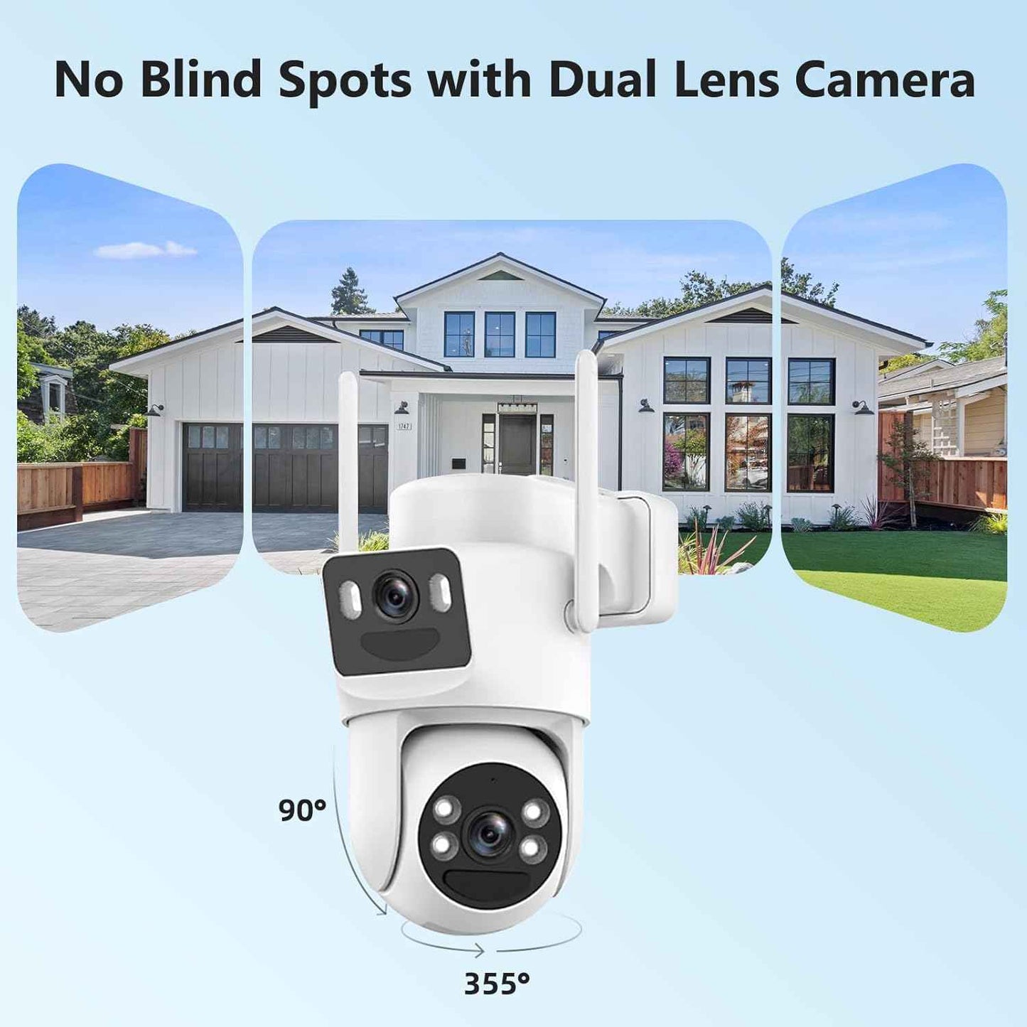 4K Wireless Solar Security Camera - Dual Lens Bullet & 360° PTZ Outdoor Surveillance
