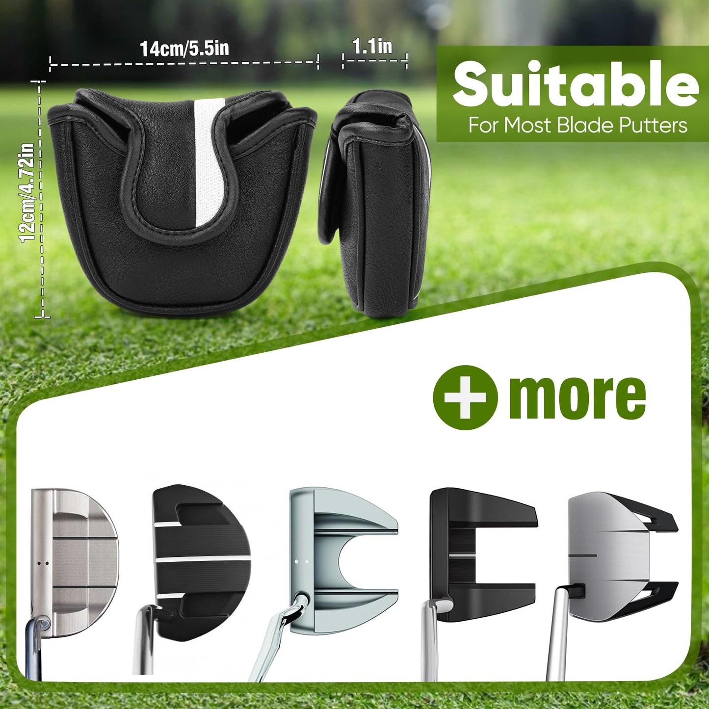 Golf Putter Covers Mallet Putter Cover White HOT Putter Headcover with Magnetic Closure Golf Club Covers for Most Brand Putter