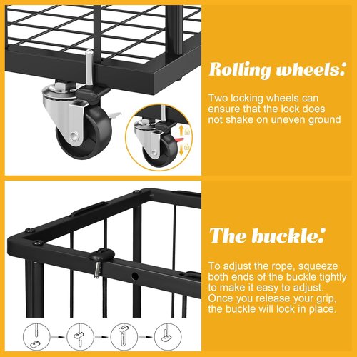 Hencawima Ball Storage Rack - Freestanding Sports Equipment Organizer for Garage & Gym | Black