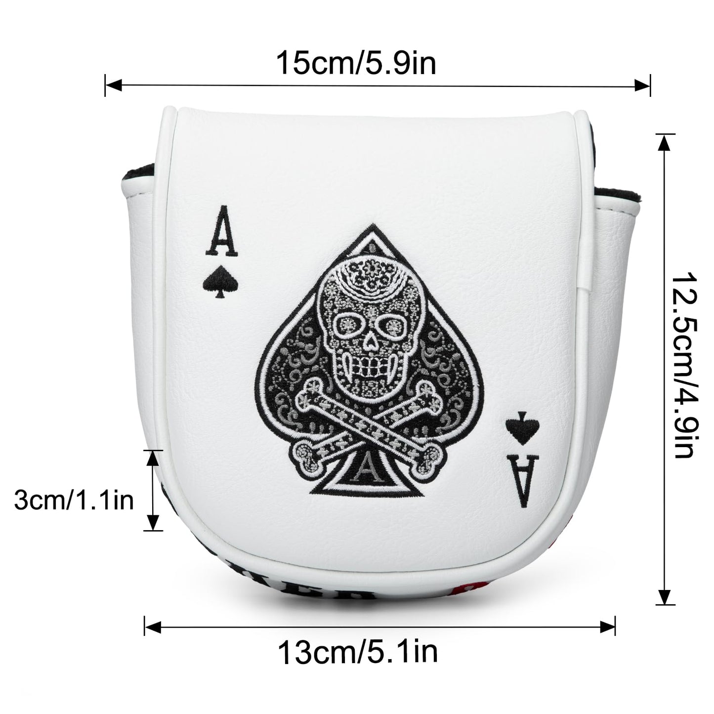Golf Mallet Putter Cover Golf Headcover, Magnetic Closure Premium Leather Do Not 3Putt Golf Head Covers Fits Golf DF3 Putter Poker Ace Mallet Putter Headcover (Poker Ace)