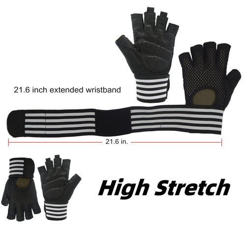 VMFTS Weightlifting Gloves Padded Workout Gloves with Wrist Wrap Support Gym Gloves for Men Women Gym Exercise Fitness Training Lifting Dumbbell (Large)