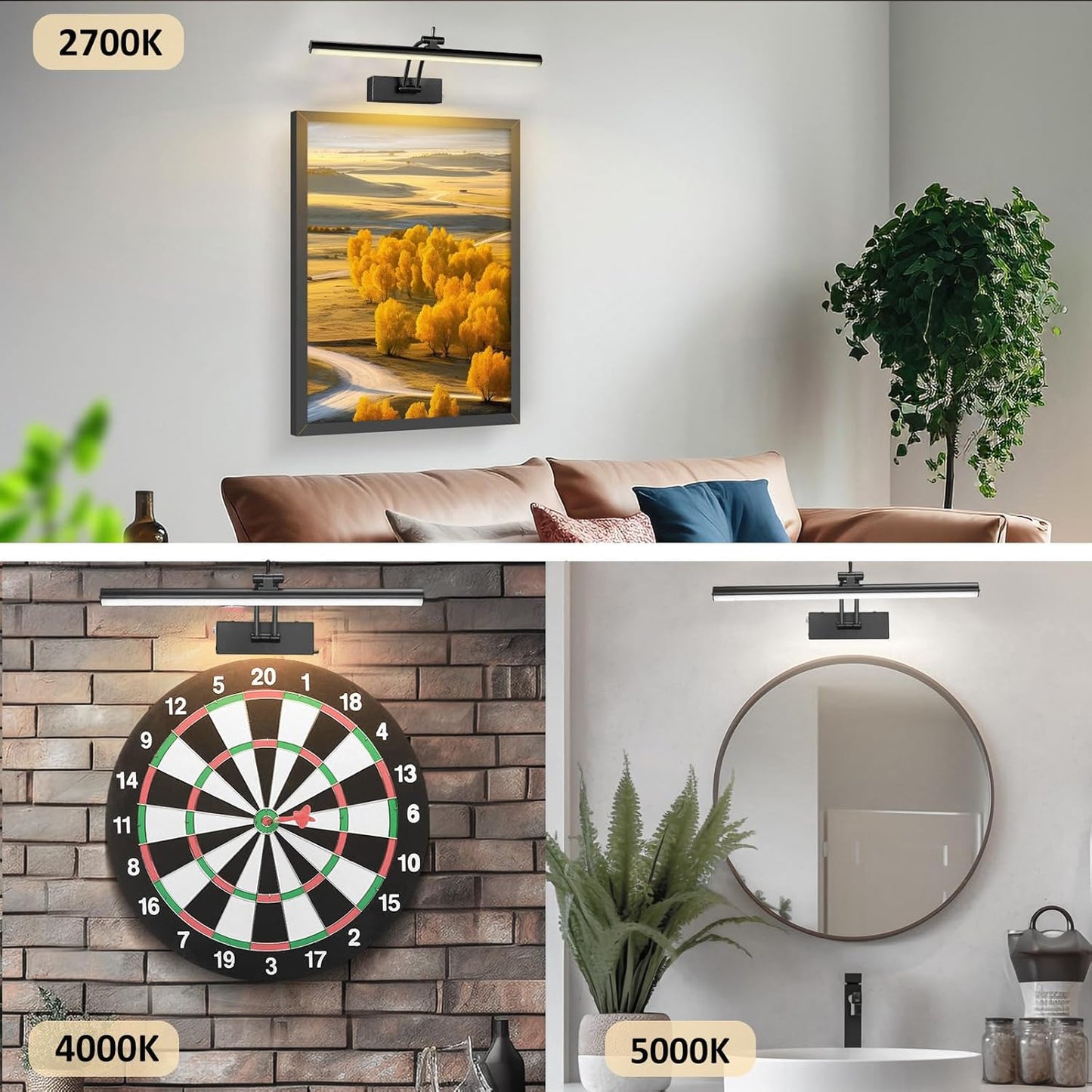 Wireless Battery Operated Picture Lights - 2 Pack, 16 Inch Dimmable Art Lighting with Remote, 6 Color Options - Perfect for Paintings and Gallery Displays