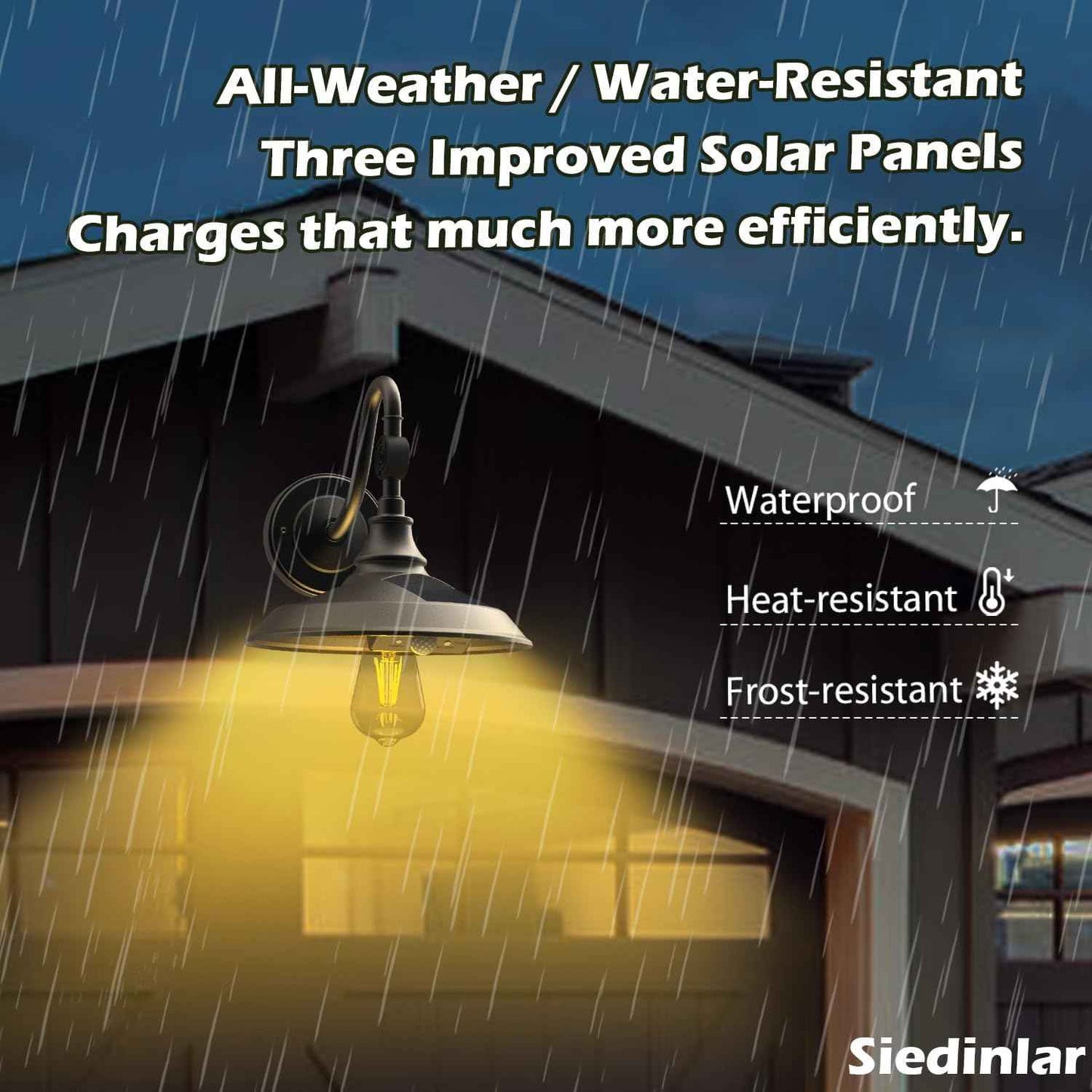 Solar Barn Light Outdoor - 3 Modes Vintage Gooseneck Waterproof Motion Sensor (2 Pack)