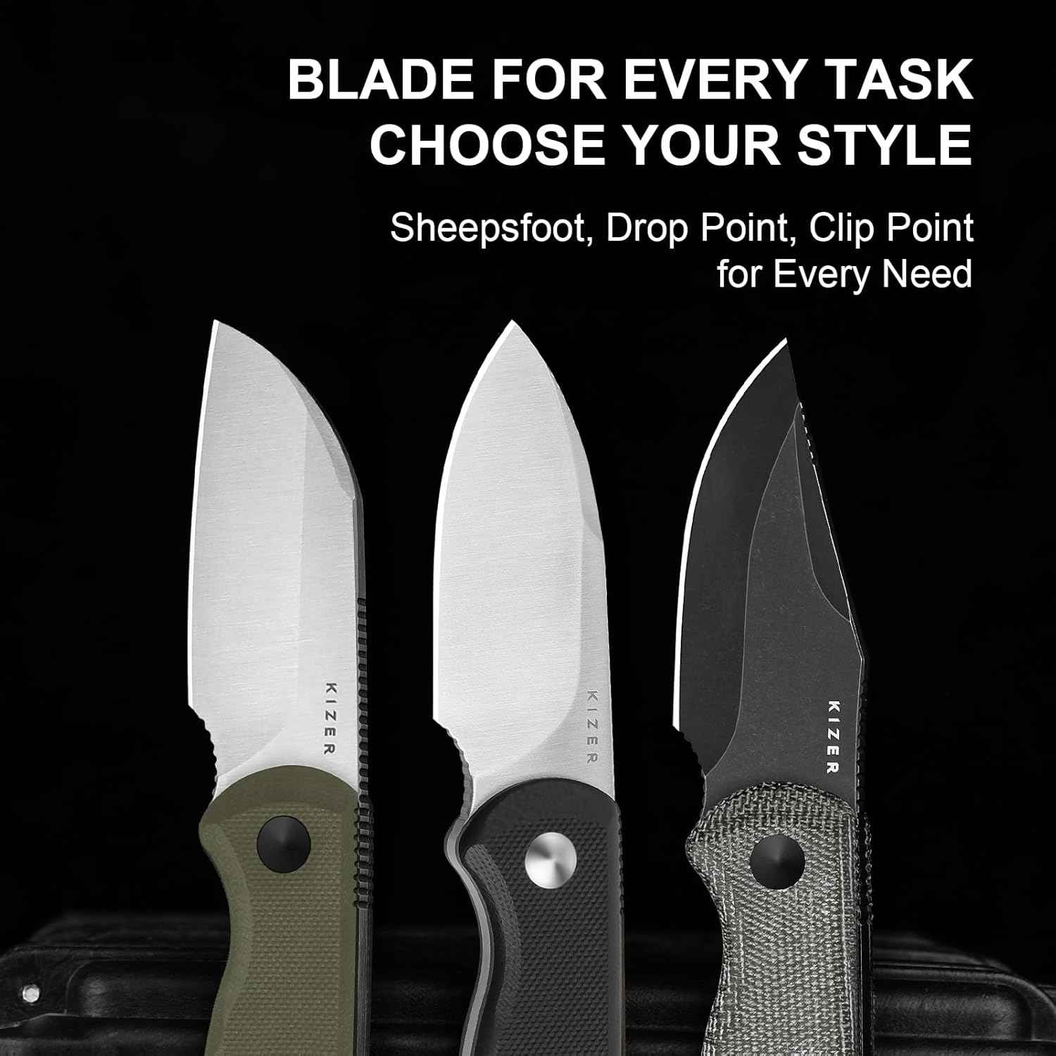 Kizer Drop Bear EDC Fixed Blade Knife - 2.57" 14C28N Blade, Yellow PEI Handle, Compact Survival Knife with Kydex Sheath