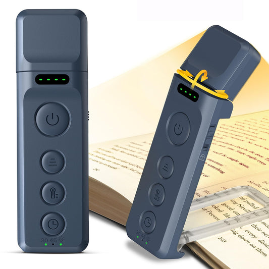 Glocusent Book Lights for Reading at Night, Rechargeable Book Light Clip on - 3 Colors & 5 Brightness, Reading Lights for Books in Bed with Sleep Aid & Timer, Travel Lock, Perfect for Bookworms, Kids