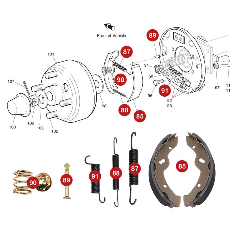 AIPSET Golf Cart Brake Shoes and Spring Kit Compatible with EZGO TXT & Medalist 1997-2008, Workhorse 1997-2012, Yamaha G14, G16,G19 1995-2002, Replace OEM# 27943G01, 70794G01, 70795G01