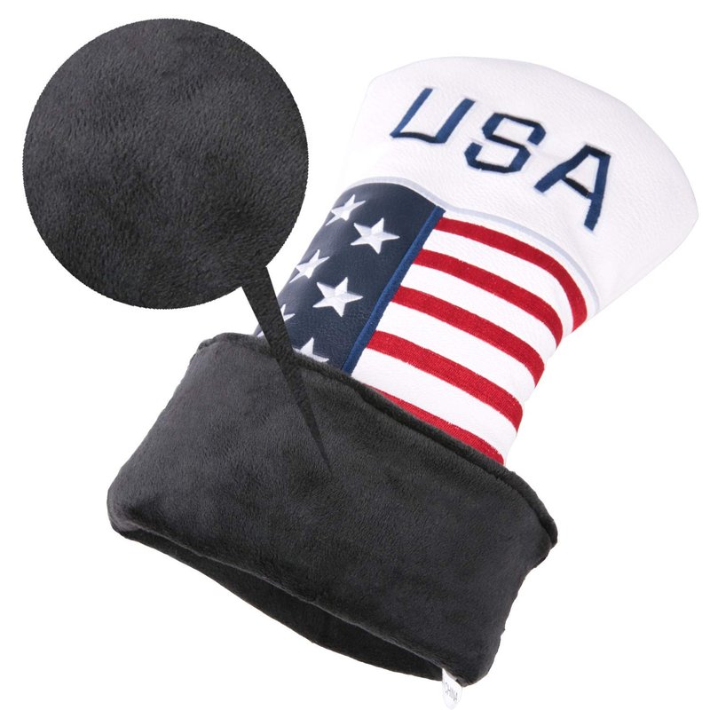Golf Builder 2pcs/Set USA Stars and Stripes Golf Club Fairway Wood Head Covers White Leather USA 3 5 Wood Covers