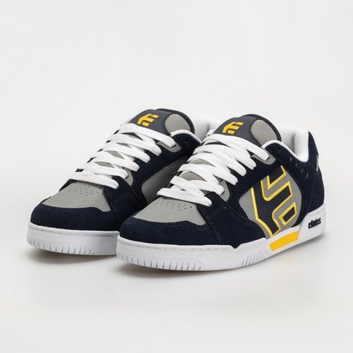 Etnies Fazeβ Classic Skate Heritage Style with on-Trend Puffy Look, Reinforced Cupsole, Cushioned Fit, Everyday Sneakers with bite - Navy/Grey/Yellow - 9