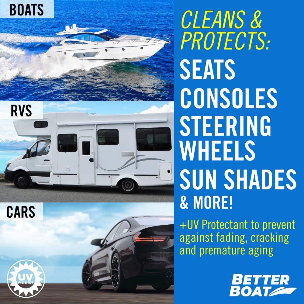 Boat Cleaner Wipes - UV Protection Marine Vinyl Cleaner for Seats, Leather, Dashboard & Interior