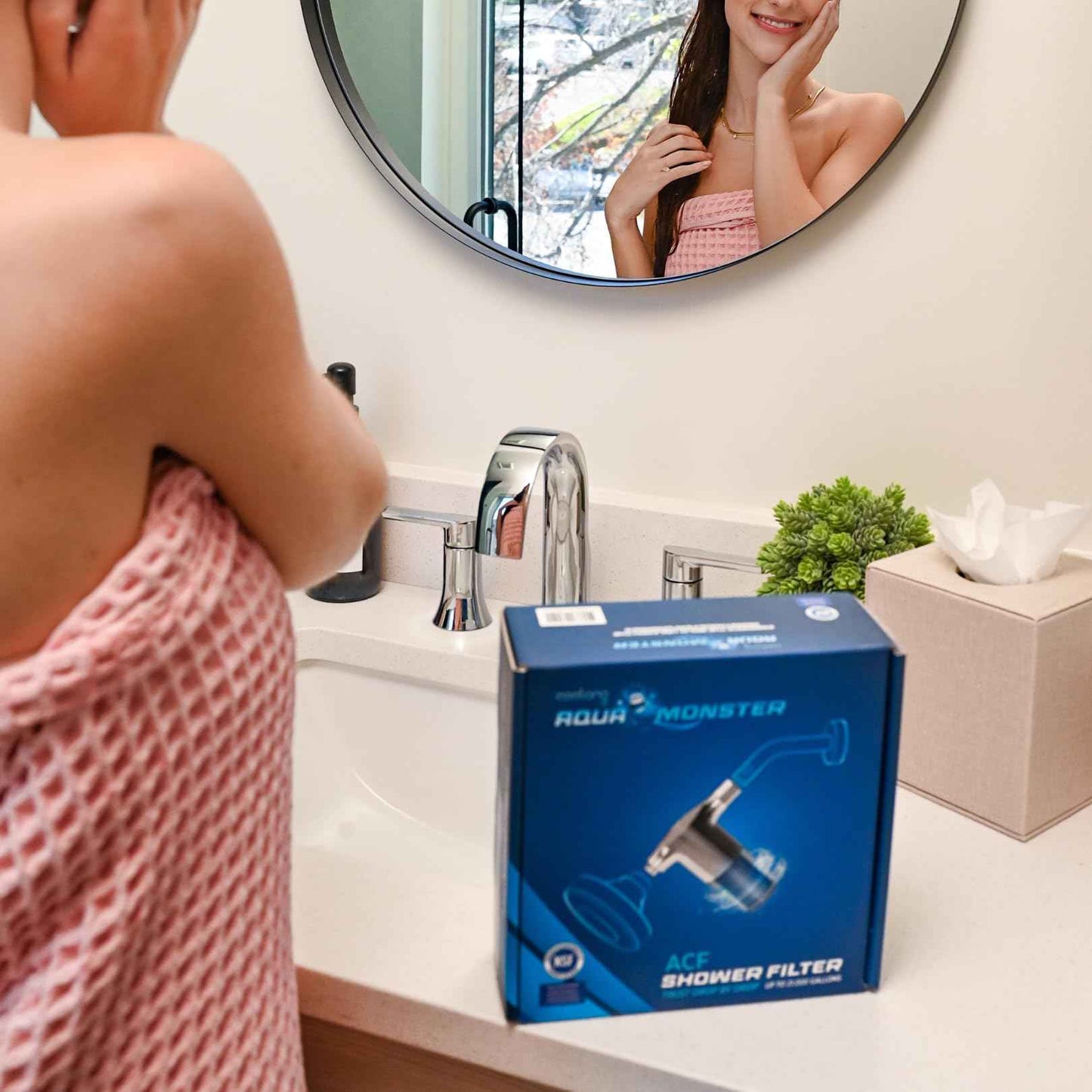 Aquamonster ACF Shower Filter | NSF Certified Chlorine Removal | 21,000 Gallon Long Life | Skin & Hair Moisture Care | Easy Install | Korean Technology | by Coolang