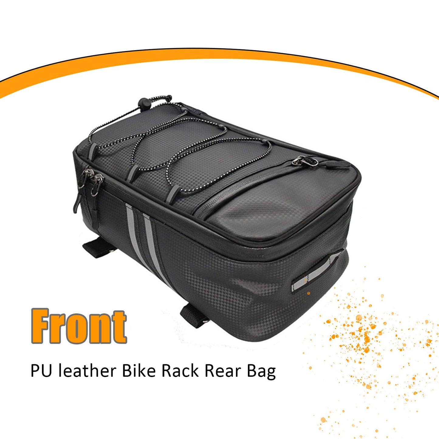 Brrnoo Bike Rack Rear Carrier Bag with Reflective Straps, 9L PU Leather Storage Trunk Bag, Bike Pannier Bike Saddle Bags for Cycling, Mountain Bike and Luggage