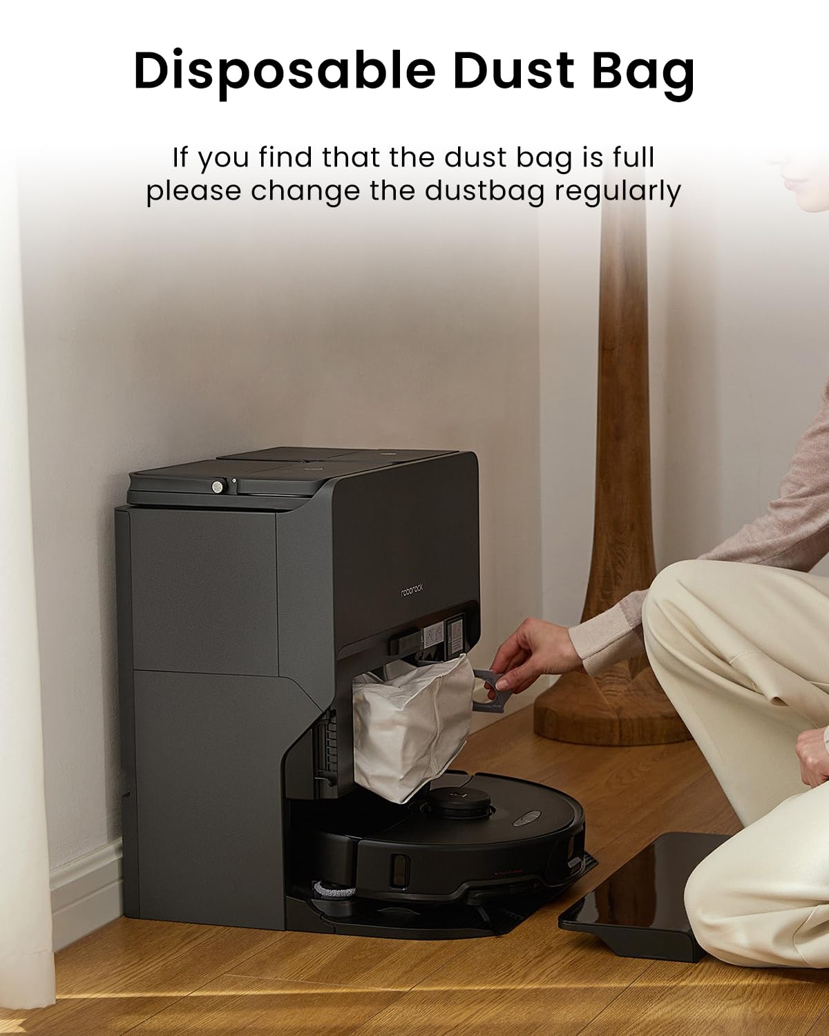 6Pack Vacuum Dust Bags for Roborock QV 35A,Qrevo S5V,Saros 10/10R/Qrevo/Q RevoS/Qrevo Pro/Plus/MaxV/Master/Curv S5X/Edge S5A/Qrevo Slim Robot Vacuum Dirt Disposal Bags,2.7L Large Qrevo Dust Bag