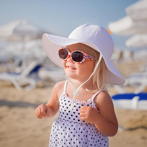HONGTEYA Baby Sun Hat - Adjustable Toddler Girl Beach Hat for Summer Sun Protection | Wide Brim