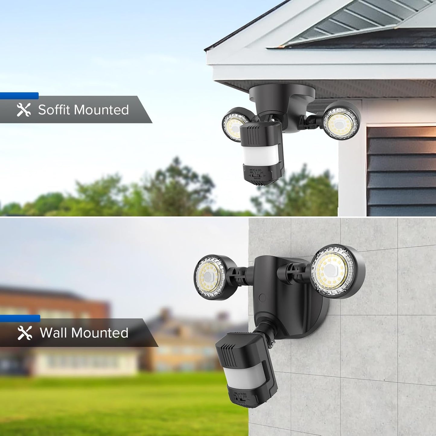 25W Motion Sensor Outdoor Flood Light - 3000LM Dusk to Dawn Security Light, 4 Modes, 320° Wide Angle for Garage & Patio
