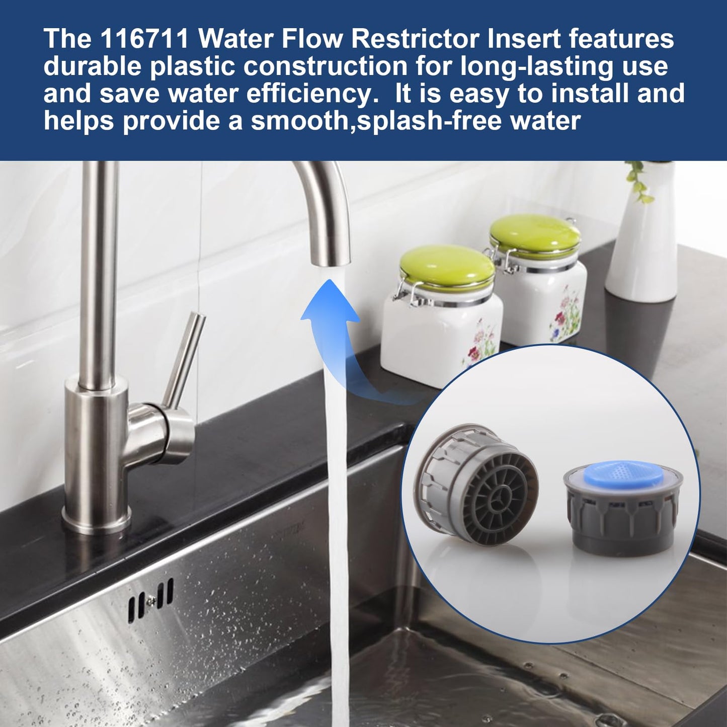 116711 Faucet Aerator Water Flow Restrictor,1.5 Gpm Aerator Inserts Replacement Parts for Moen Bathroom Kitchen Sink,2 pcs