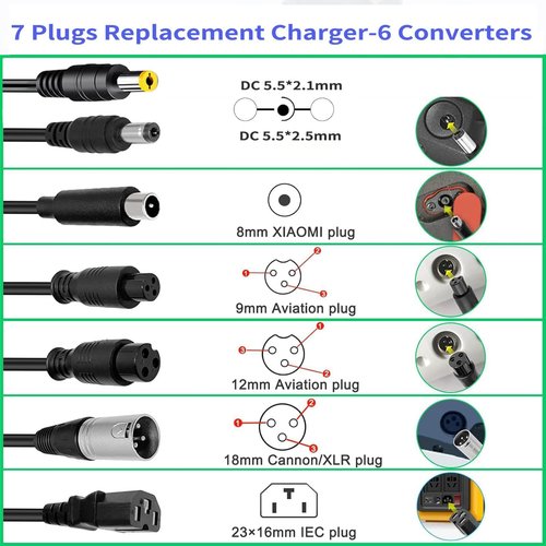 (7 Plugs) 54.6V 3A Fast Charger for,for Razor, Jetson, Voyage, gotrax, ninebot, Lectric XP 2.0 3.0, Magnum, RadRunner RadRover, Himiway Cruiser, Aventon, Ecotric, Sondors 48V 13S Lithium Batteries