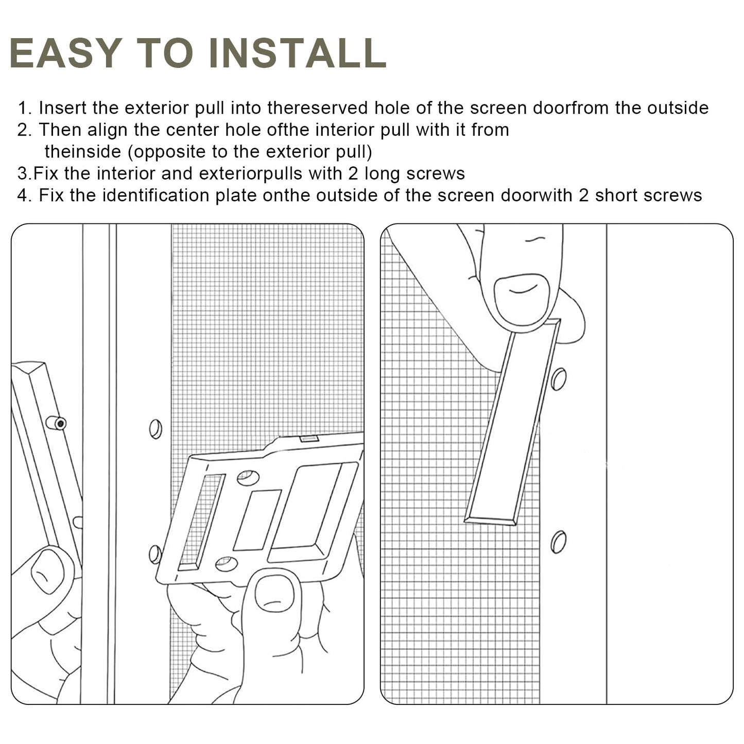 Screen Door Handle Kit for Andersen Doors, Sliding Screen Door and Latches Pull Handle Replacement Parts Fit for Anderson A-Series Gliding & Hinged Patio Doors from 1982 to Present Windows Hardware