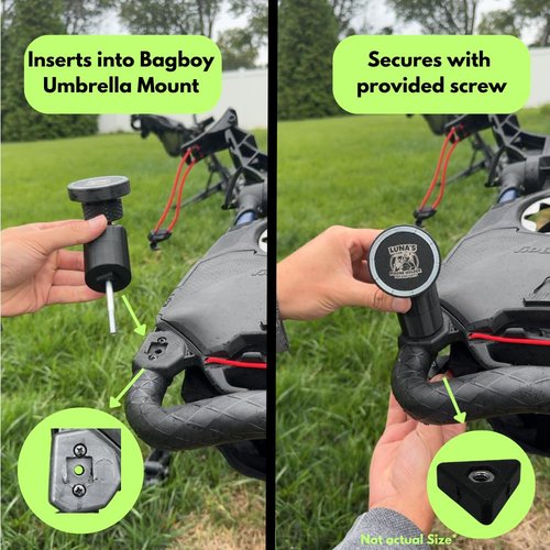 Luna's Bagboy Phone Holder V2 - Magsafe Compatible Phone Mount That secures to Umbrella Port of Bagboy Pushcarts - Compatible with iPhone 12 and Later or Magsafe Compatible Cases