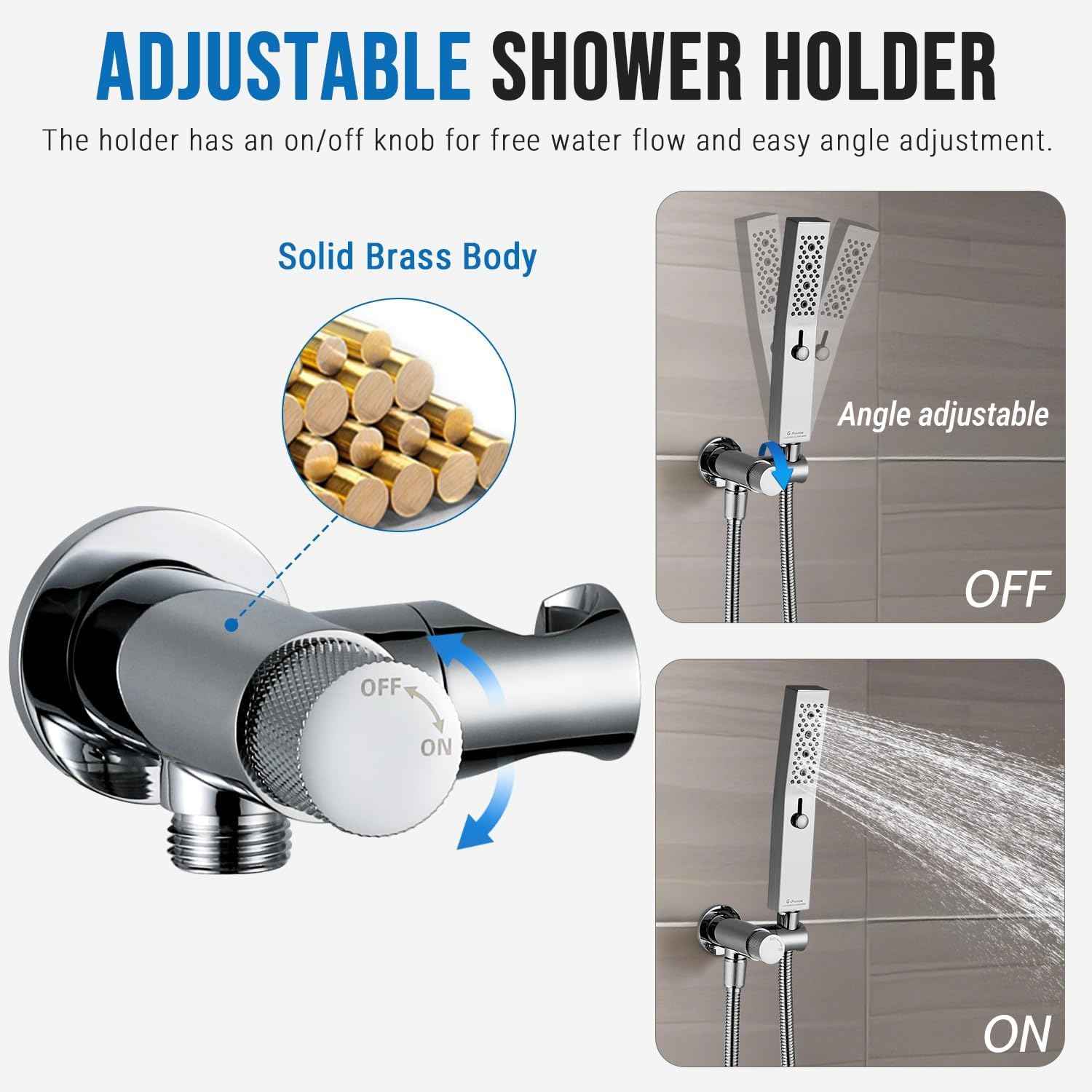 All Metal Handheld Shower Set with 3-Function Wand & 70-Inch Stainless Steel Hose
