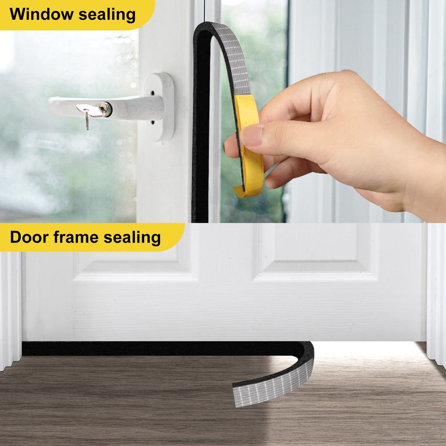 Egofix Weather Stripping Door Seal Strip,White Weatherproof Foam Tape Insulation for Sliding Door, Front Door Frame, Windows (1 in x 1/2 in x 16.4Ft)
