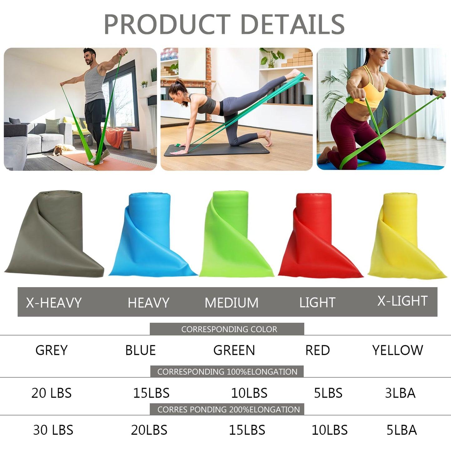 Resistance Bands Professional Bulk Roll, Elastic Band, Latex-Free, Stretch Bands for Working Out Women or Men, Exercise Bands for Physical Therapy, Yoga, Pilates, Rehab,Fitness (Yellow - X-Light)