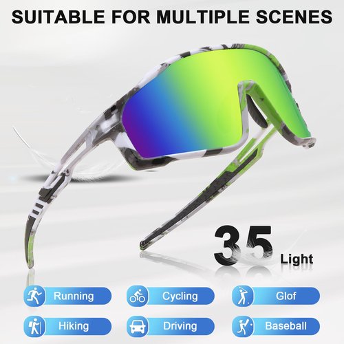 Karsaer Sports Sunglasses for Men and Women Youth Oversized Glasses for Cycling Running Baseball