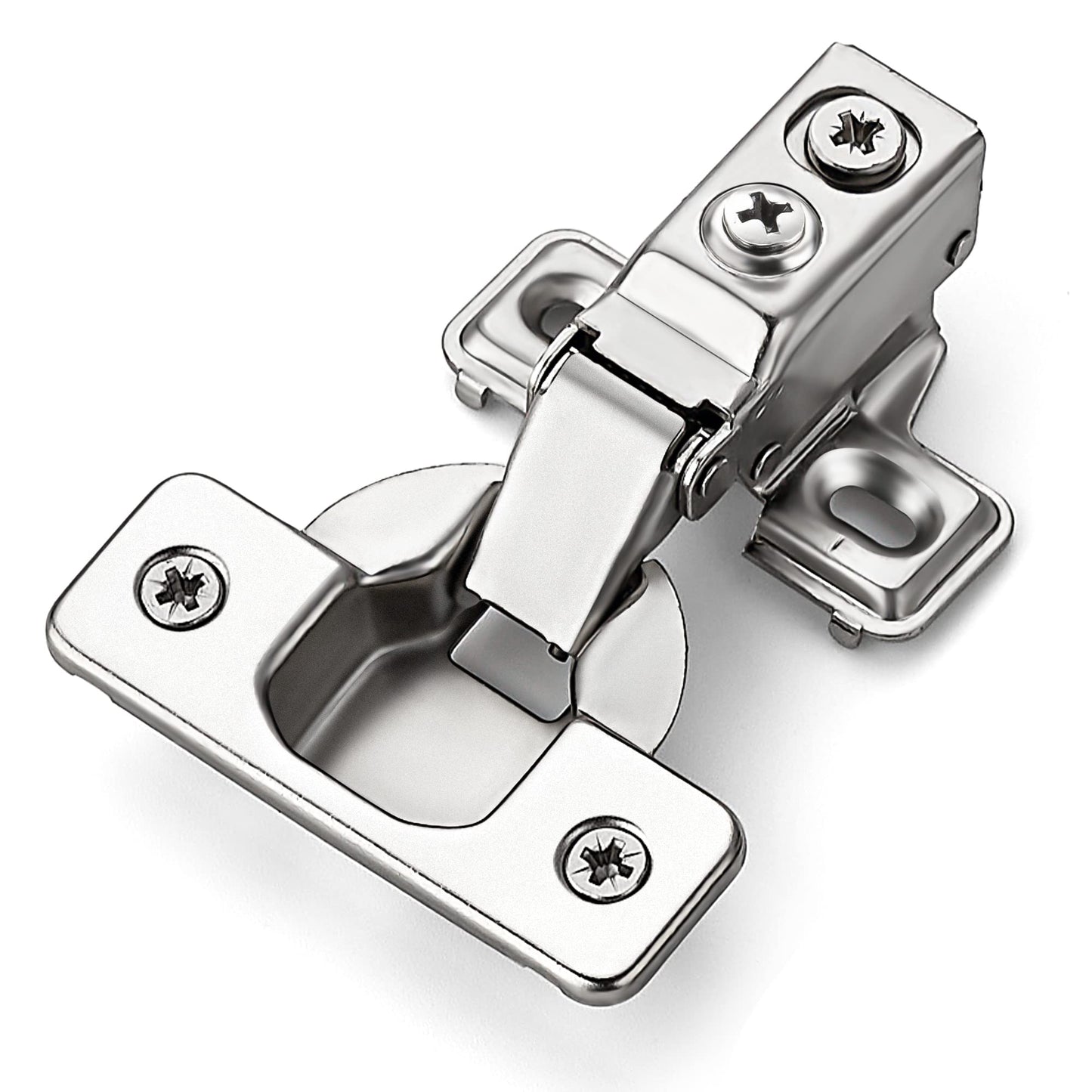 Ravinte 2 Pack 1 Pair Short Arm Kitchen Cabinet Hinges for 1/2 Inch Overlay Cabinet, Brushed Nickel 105 Degree Opening Angle Hinges, Soft Close Concealed with Mounting Screws for Face Frame Door