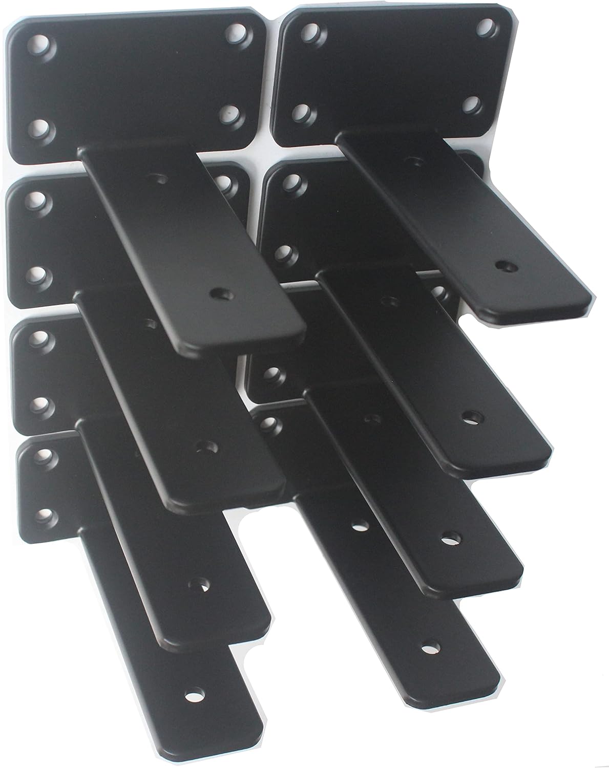 10-Inch Black Iron Floating Shelf Brackets - 12 Pack Rustic Industrial Support
