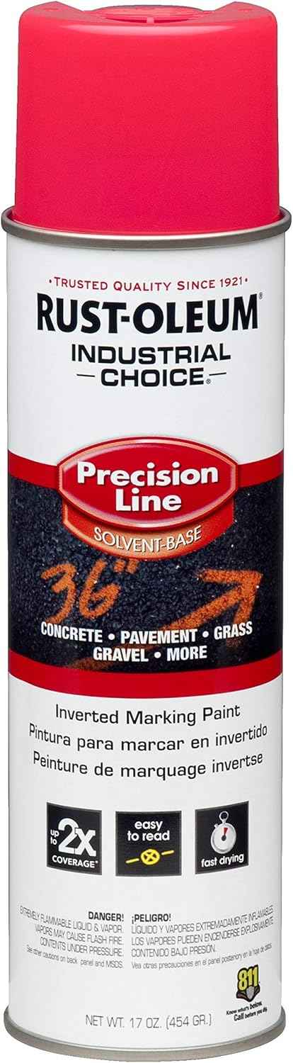 Fluorescent Orange Marking Spray Paint - Rust-Oleum 12 Pack, 17 Oz Inverted Solvent-Based