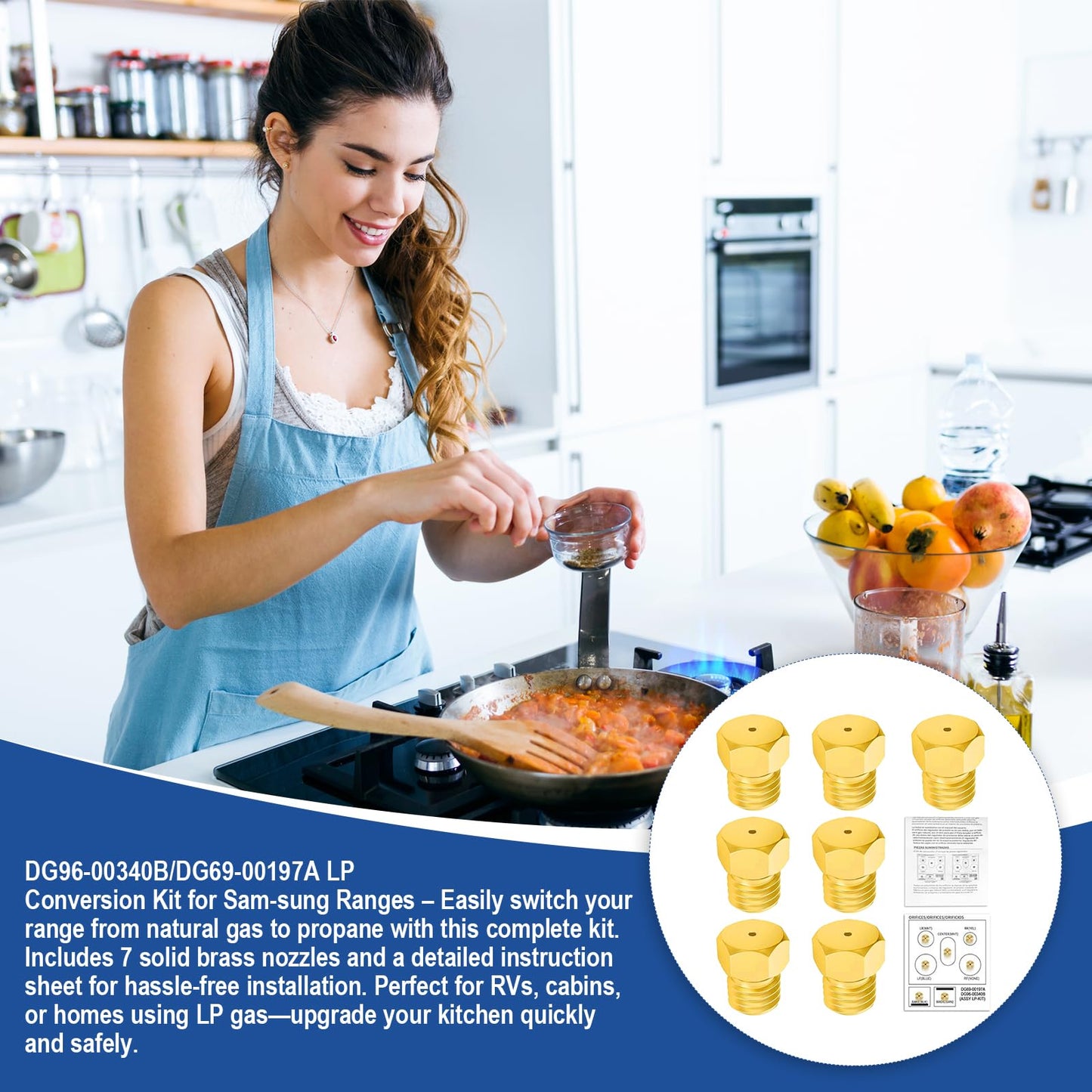 DG96-00340B/DG69-00197A LP Gas Conversion Kit for Sam-sung for Whirl-pool Ranges–Natural Gas to Propane LPG Conversion Kit,Replaces PD00033923, AP5917476,3447647,PS9606645,EAP9606645 Etc.