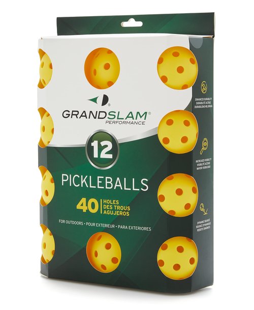 GRAND SLAM Yellow Pickleball Balls for Outdoor Play, Durable 40-hole Construction, Pickleball Accessories, Yellow, One Size, (12 Pack)